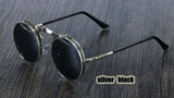 Steampunk Sunglasses Round Metal Women Retro Flip Double Metal Sun Glasses