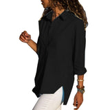 Women's Office Chiffon Irregular Shirt Top Long Sleeve Female