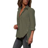 Women's Office Chiffon Irregular Shirt Top Long Sleeve Female