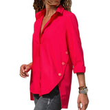 Women's Office Chiffon Irregular Shirt Top Long Sleeve Female
