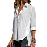 Women's Office Chiffon Irregular Shirt Top Long Sleeve Female