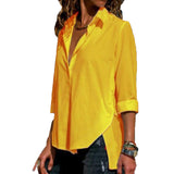 Women's Office Chiffon Irregular Shirt Top Long Sleeve Female