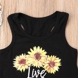Sunflower Toddler Baby Girl set Clothes sleeveless letter Vest Tank