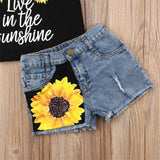 Sunflower Toddler Baby Girl set Clothes sleeveless letter Vest Tank