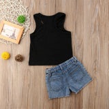 Sunflower Toddler Baby Girl set Clothes sleeveless letter Vest Tank