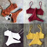 Women Swimwear Push-up Padded Bra Bandage Bikini Set