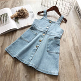 Summer Dress For Girls Sleeveless Denim Wash Strap Dress