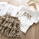 Summer White Shirt + Leopard Cake Skirt 2 Pieces Necklace Sets