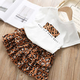 Summer White Shirt + Leopard Cake Skirt 2 Pieces Necklace Sets
