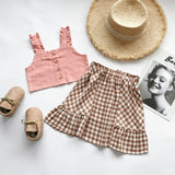 Summer White Shirt + Leopard Cake Skirt 2 Pieces Necklace Sets