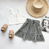 Summer White Shirt + Leopard Cake Skirt 2 Pieces Necklace Sets
