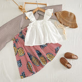 Summer White Shirt + Leopard Cake Skirt 2 Pieces Necklace Sets