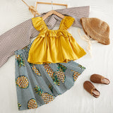 Summer White Shirt + Leopard Cake Skirt 2 Pieces Necklace Sets