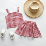 Summer White Shirt + Leopard Cake Skirt 2 Pieces Necklace Sets