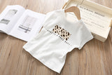 Summer White Shirt + Leopard Cake Skirt 2 Pieces Necklace Sets