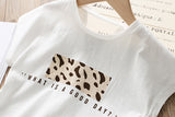Summer White Shirt + Leopard Cake Skirt 2 Pieces Necklace Sets