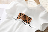 Summer White Shirt + Leopard Cake Skirt 2 Pieces Necklace Sets