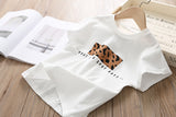 Summer White Shirt + Leopard Cake Skirt 2 Pieces Necklace Sets