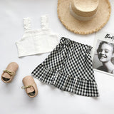 Summer White Shirt + Leopard Cake Skirt 2 Pieces Necklace Sets