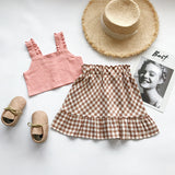 Summer White Shirt + Leopard Cake Skirt 2 Pieces Necklace Sets