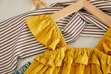 Summer White Shirt + Leopard Cake Skirt 2 Pieces Necklace Sets