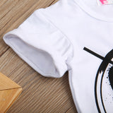 Kids Summer Short Sleeve Print T-Shirt+Hole Pant Leggings 2PCS Outfit