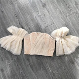 Women Off Shoulder Embroidery Ruffles Flare Sleeve Sexy Short Tops