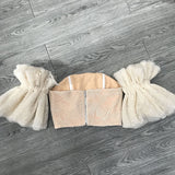 Women Off Shoulder Embroidery Ruffles Flare Sleeve Sexy Short Tops