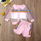 Long Sleeve Coat+Vest+Short Pants Clothing Set Summer Outfit
