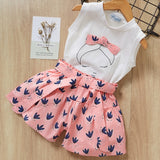 Melario Kids Sets Dot Summer Baby Sleeveless T-Shirt Shorts Suit
