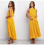 Summer Long Dress Polka Dot Casual Midi Dresses Black Halter Strapless