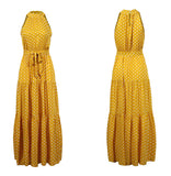 Summer Long Dress Polka Dot Casual Midi Dresses Black Halter Strapless