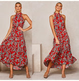 Summer Long Dress Polka Dot Casual Midi Dresses Black Halter Strapless