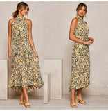 Summer Long Dress Polka Dot Casual Midi Dresses Black Halter Strapless