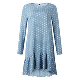 Lossky Polka Dot Print Casual Long Sleeve Mini Dress