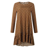 Lossky Polka Dot Print Casual Long Sleeve Mini Dress