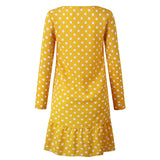Lossky Polka Dot Print Casual Long Sleeve Mini Dress