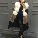 Faux Fur Vest Coat Winter Sleeveless Jacket Fox Fur Patchwork