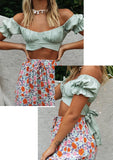 Women Summer Jessie Vinson Short Sleeve Off Shoulder Crop Top Blouse