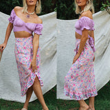 Women Summer Jessie Vinson Short Sleeve Off Shoulder Crop Top Blouse