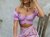 Women Summer Jessie Vinson Short Sleeve Off Shoulder Crop Top Blouse