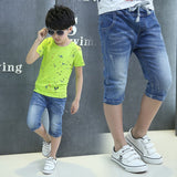 summer children's clothes boys shorts casual curling denim