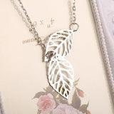 Creative Simple Double Gold Leaf Pendant Necklace Women's Trend Punk Tassel Chain