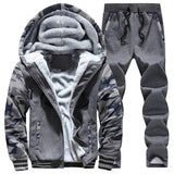 Winter Tracksuits Men Set Thick Fleece Hoodies & Pants Suit