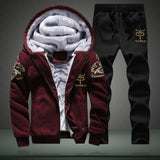 Winter Tracksuits Men Set Thick Fleece Hoodies & Pants Suit
