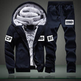 Winter Tracksuits Men Set Thick Fleece Hoodies & Pants Suit