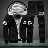 Winter Tracksuits Men Set Thick Fleece Hoodies & Pants Suit