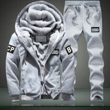 Winter Tracksuits Men Set Thick Fleece Hoodies & Pants Suit