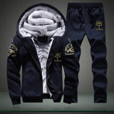 Winter Tracksuits Men Set Thick Fleece Hoodies & Pants Suit