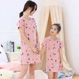 Summer Nightgown Pajamas kid Short sleeved nightdress cute 100% cotton